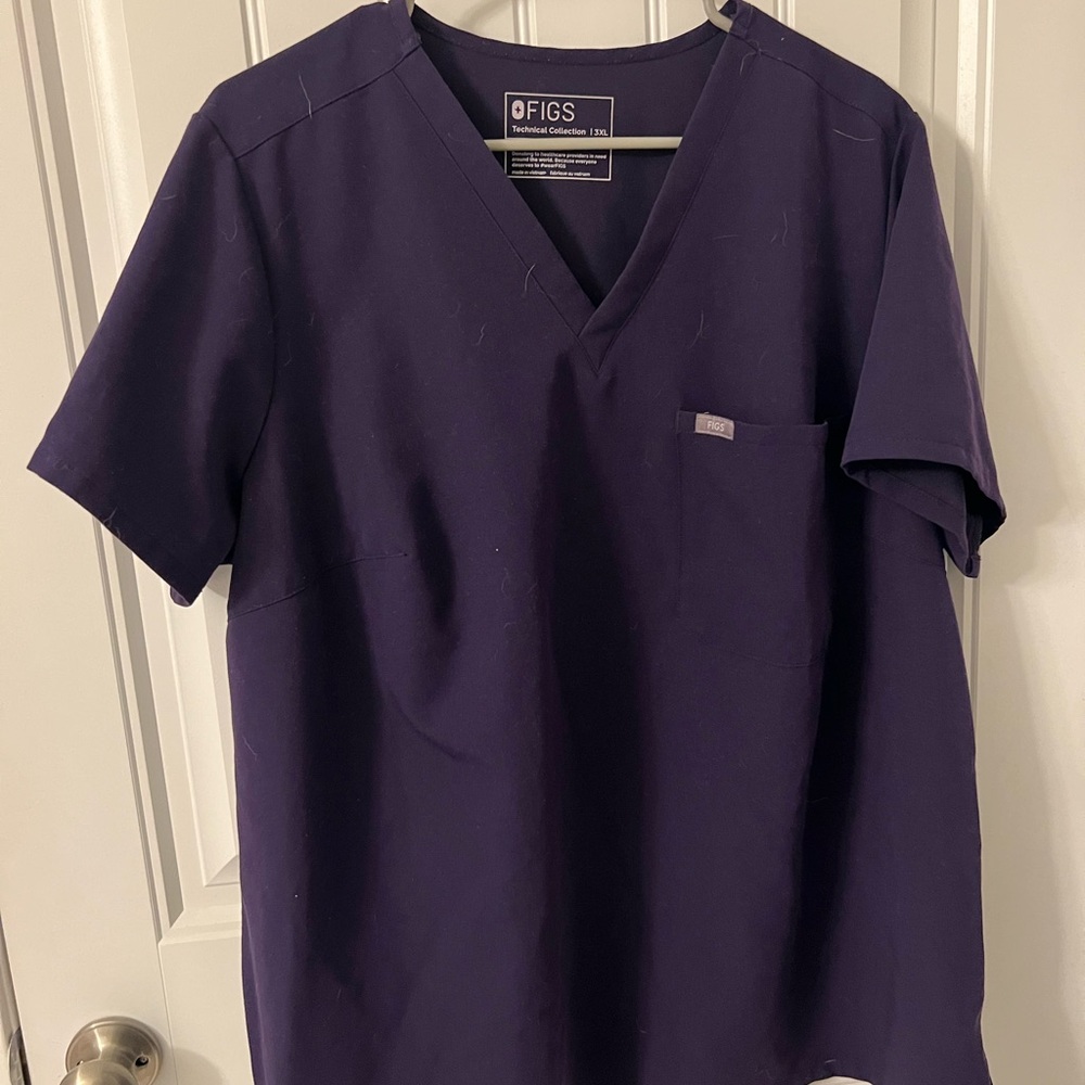 Figs Men's Deep Purple V-Neck Shirt